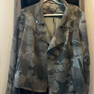 Anthropologie Marrakech Sueded Camo Moto Jacket Sz XL